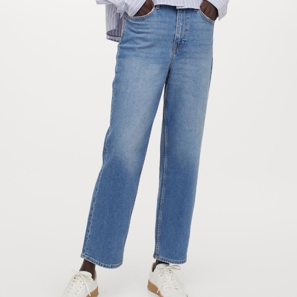 Denim Blue Jeans - Straight High Ankle
